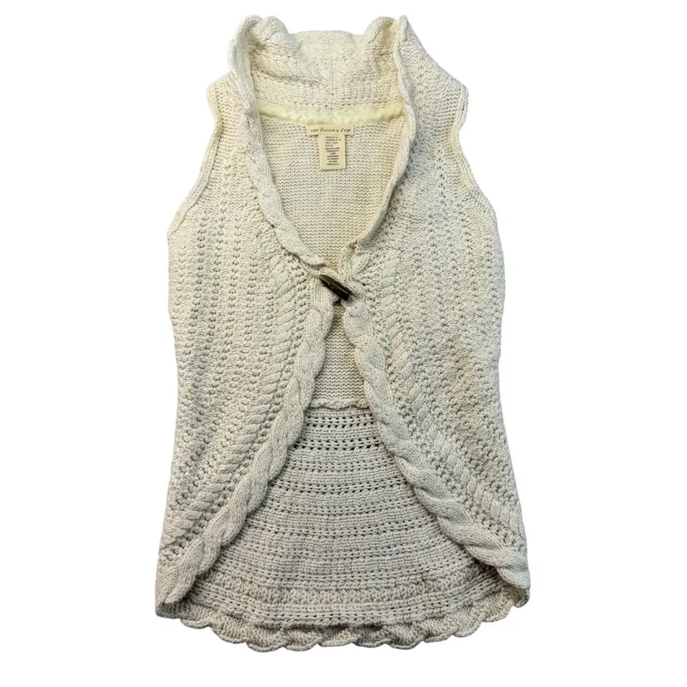 The Eagles Eye Sweater Youth Kids Girls Medium 10-12 Beige Cable Knit Sweater